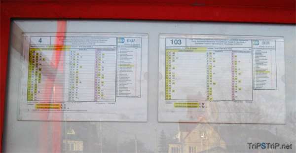 Расписание автобусных маршрутов внутри автобусной остановки
