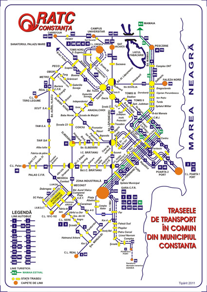 Схема автобусных маршрутов г. Constsnta