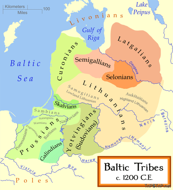 Карта Балтийского побережья в конце XII в