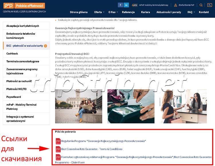 Скриншот страницы с сайта Polskie ePlatnosci 